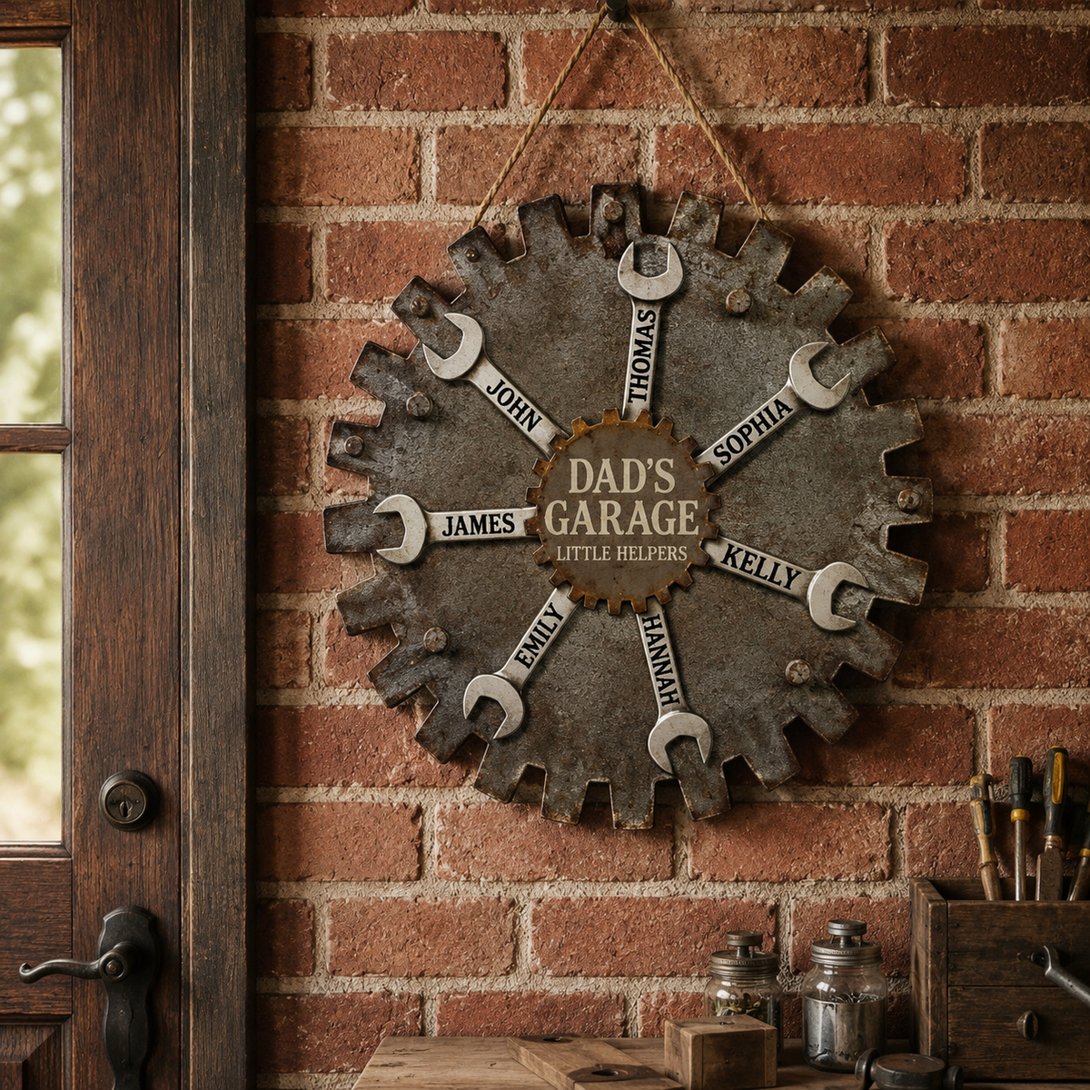 Custom Garage Sign For Fathers Day Gift For Dad, Grandkids Name Sign For Grandpa Gift, Family Gift for Grandpa, Personalized Workshop Sign