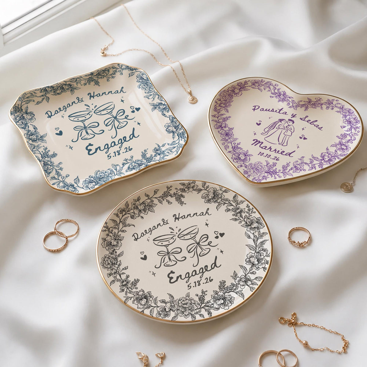 Personalized Ceramic Ring Dish, Custom Engagement Gift, Whimsical Gift for Engaged Couples Newlyweds Friends, Wedding Bride & Groom 17adbbc0-bb76-4d10-ae82-9d23c8e7a3cc-5.jpg