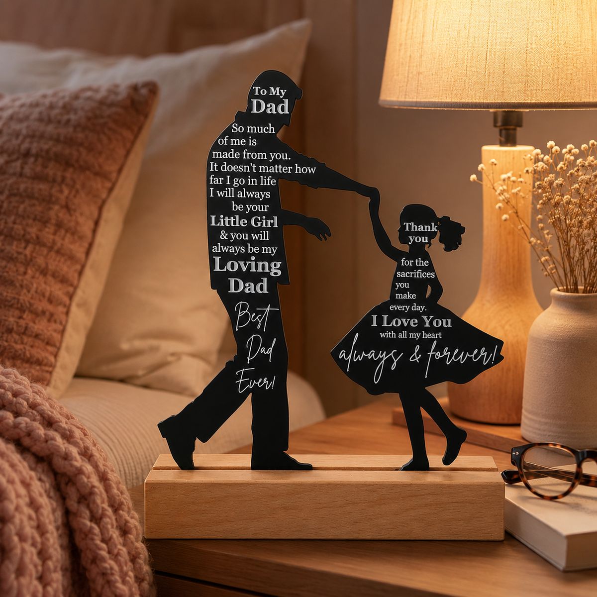 Dad Gifts from Daughter for Birthday Father's Day Christmas Valentine's Day Easter Present - Meaningful Sentimental Dancing Acrylic Plaque Keepsake Desk Decor for Bonus Step Papa Daddy