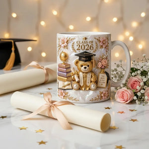 Class of 2026 Teddy Bear Graduation Mug - Personalized Mug, Gift For Her, Him