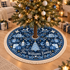 Personalized Blue Folk Art Christmas Tree Skirt: Custom Family Name Fringed Winter Mat, Gift For Family 17f98b5b-cf7d-4a66-91ad-55b3ad6173a3-The-Williams-Family-Christmas-Tree-Skirt.png