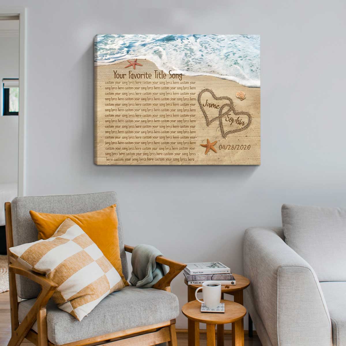 Personalized Song Lyrics Written In The Sand On Canvas, Best Anniversary Gift, Song Lyric On Canvas, Custom Valentine s Day Gifts