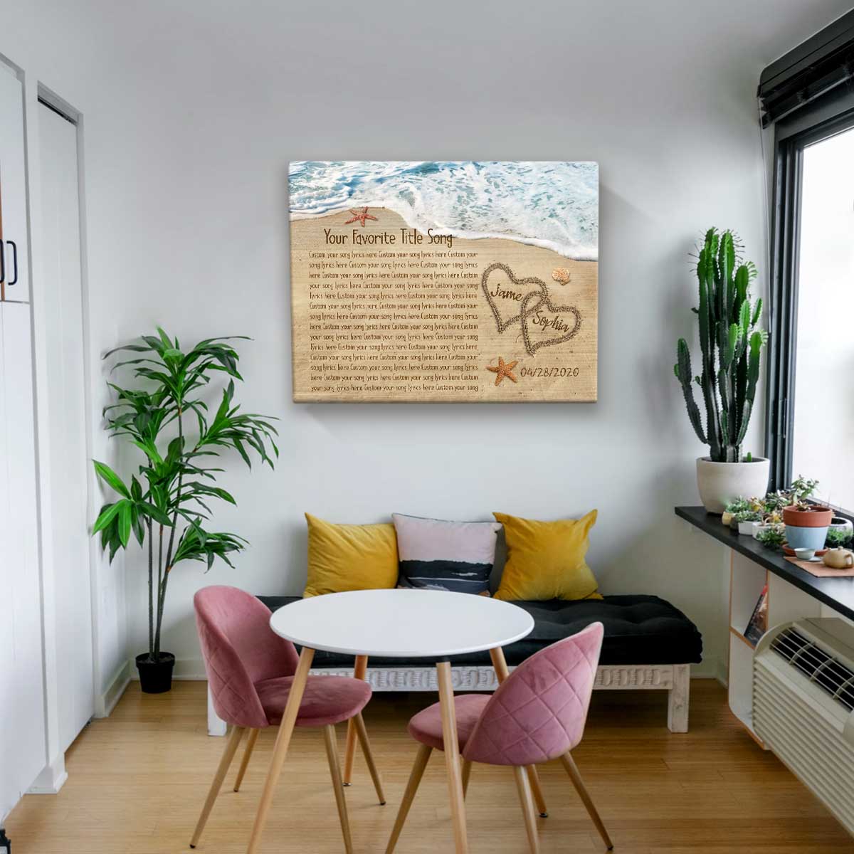 Personalized Song Lyrics Written In The Sand On Canvas, Best Anniversary Gift, Song Lyric On Canvas, Custom Valentine s Day Gifts