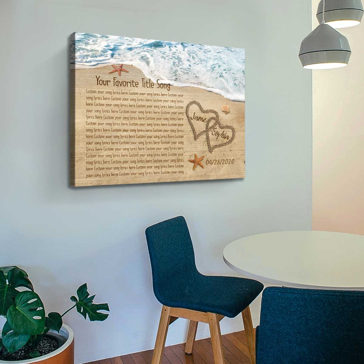 Personalized Song Lyrics Written In The Sand On Canvas, Best Anniversary Gift, Song Lyric On Canvas, Custom Valentine s Day Gifts