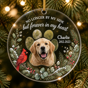 Pet Memorial Photo Ornament – Forever in My Heart (Cardinal Wreath) - Personalized Transparent Acrylic Ornament 18349c58-6f27-4406-afbc-1d2c2d50cb1f.png