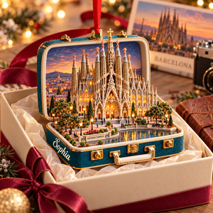Personalized Sagrada Familia Suitcase Christmas Ornament – Barcelona Spain Travel Souvenir & Gift for Barcelona Lovers 18887f6b-54e7-4f1e-928e-b341cb6bd191-Sagrada-Fam-lia-suitcase-ornament-in-gift-box-3.png