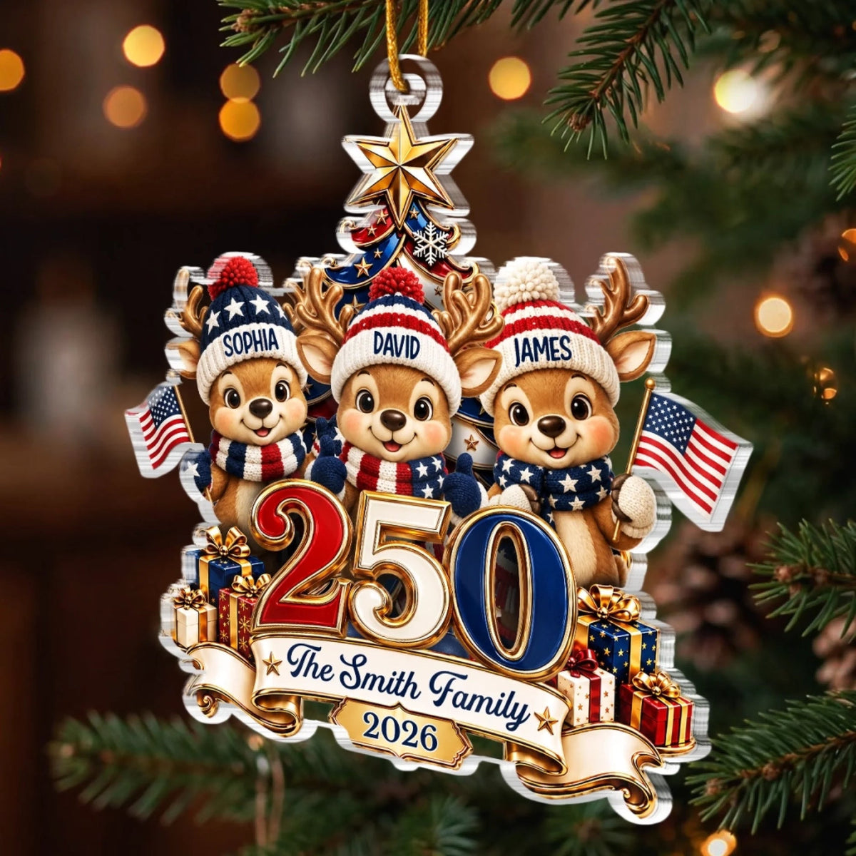 Christmas Reindeer Family - Personalized Acrylic Ornament - America 250th Anniversary Christmas Gifts For Family 188c4175-437c-4ffb-857d-a177fa81335e-banner-3.jpeg
