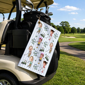 Personalized Baby Photo Golf Towel for Dad, Kids Photo Golf Towel, Best Dad By Par Towel, Fathers Day Gift For Husband, Golf Dad Gift