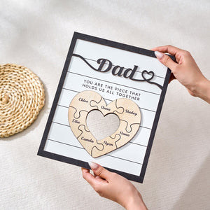 Custom Father's Day Puzzle Sign, Gift from Kids, The Piece That Holds Us Together, Picture Frame Sign, Unique Gifts for Dad, Gift for Granpa