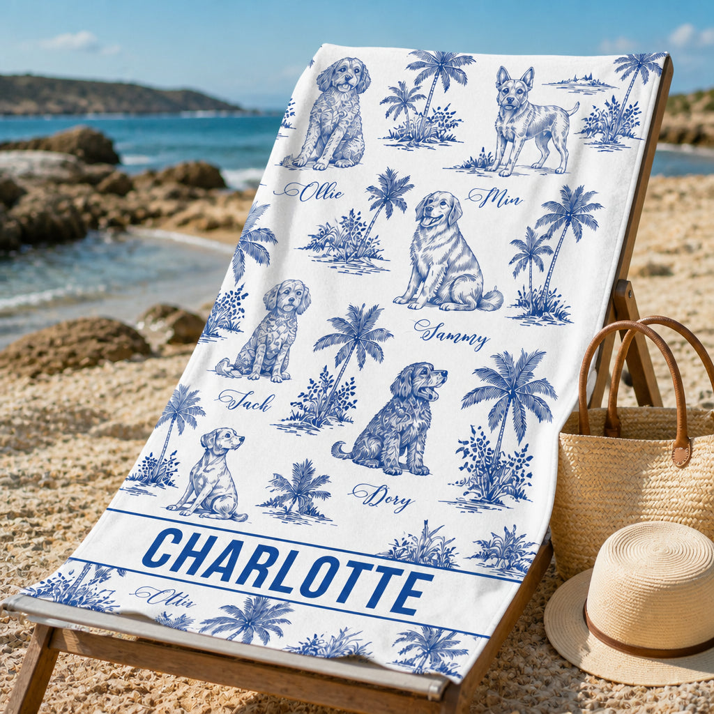 Coastal Toile Pet Names Beach Towel - Personalized Beach Towel 18cf13f1-c69d-4eb4-b656-de735945a761.jpg