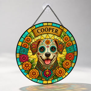 Sugar Skull Pet Name Stained-Glass Suncatcher - Personalized Suncatcher Stained Glass 18d25384-4c46-4dca-aa57-ac0d94556f30.jpg
