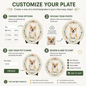 Custom Pet Portrait Plate with Name – Botanical Cameo Border - Personalized Personalized Ceramic Plate 18d7e773-c360-47da-bbbf-5f3a8065bdc7.jpg