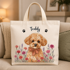 Custom Pet Portrait Floral Medallion Tote with Name - Personalized AOP Tote 18dc8596-39f9-41e0-8f77-6ba3e7ab4e8b.png