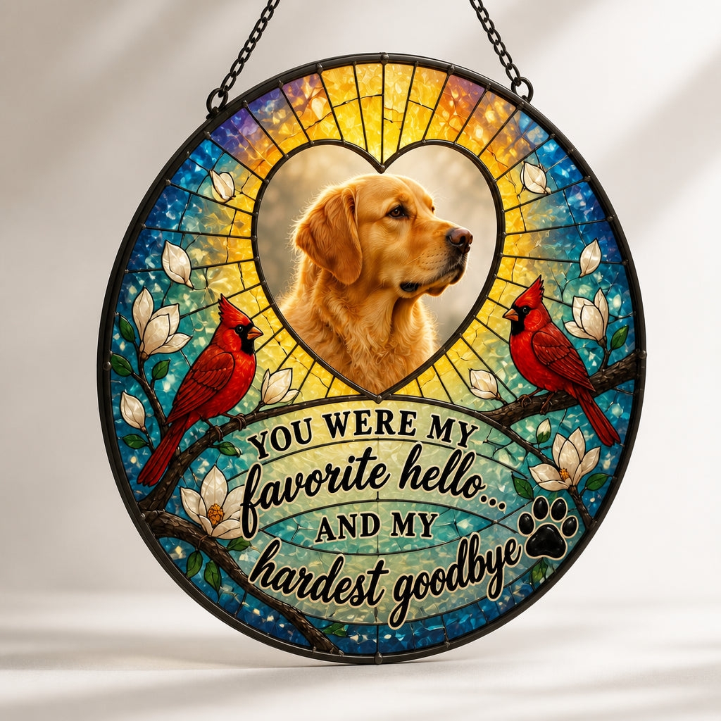Cardinal Memorial Photo Suncatcher - Favorite Hello Hardest Goodbye - Personalized Suncatcher Stained Glass 18ee17c2-f260-424d-a81e-ef1ef48e3283.jpg