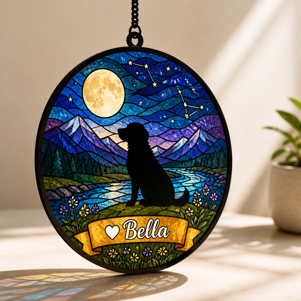 Twilight Mountains Personalized Dog Suncatcher - Personalized Suncatcher Stained Glass 18f2685d-32f7-4300-9199-1dd0c7e0f6d6.jpg