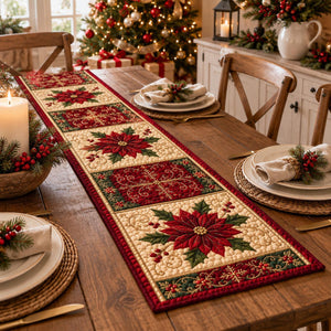 Red Poinsettia Quilt-Style Table Runner, Farmhouse Holiday Dining Decor 18f4cd47-0081-42ef-b715-98285ebddef7-1.jpg