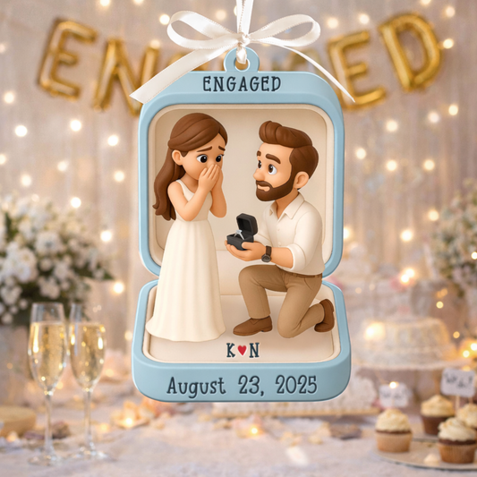 First Christmas Engaged 2025 Ornament, Custom Proposal Photo Figure Ornament, Personalized Engagement Keepsake, Christmas Gift For Couples