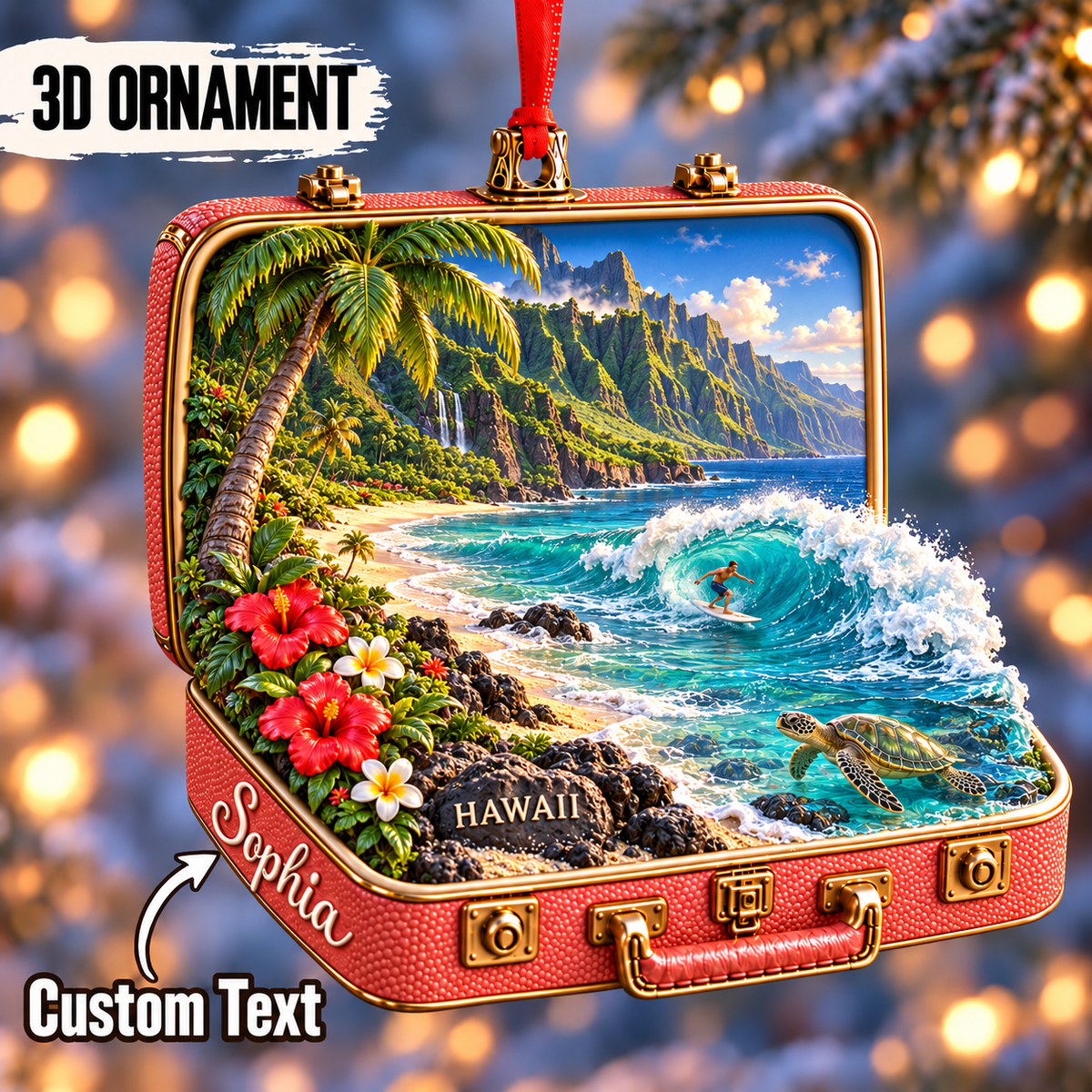 Personalized Hawaii 3D Suitcase Christmas Ornament – Tropical Travel Souvenir & Gift for Beach Lovers 191c9afa-52c5-43d8-a3bc-b7ac458596b2-Sophia-s-Hawaiian-coastal-suitcase-ornament.png