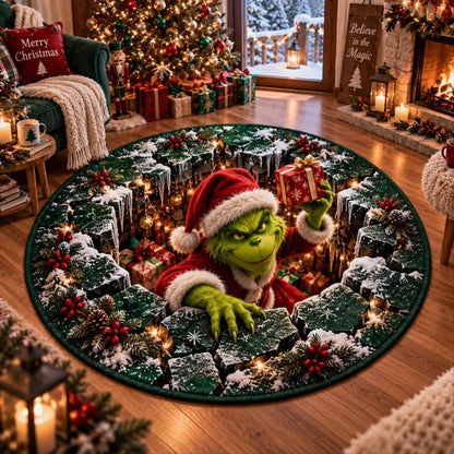 3D Christmas Green Round Rug, Christmas Green Round Fannel Door Mat, Xmas Home Decor, Christmas Decor Winter Wonderland Gift 19403da0-0136-4da4-8631-50ffdbde65e9-fhghjgh-2-.webp