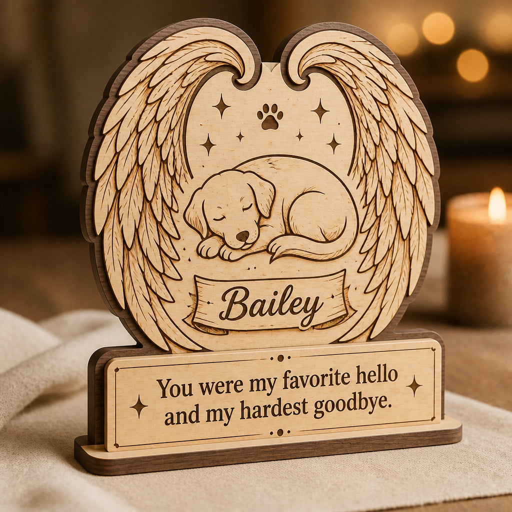 Pet Memorial Winged Dog Name Plaque – Wooden Standing Sign - Personalized Wooden custom shape Standing 2 layer (5mm) 1953af09-3eb4-45f9-bcf9-d8c96d851a2b.jpg