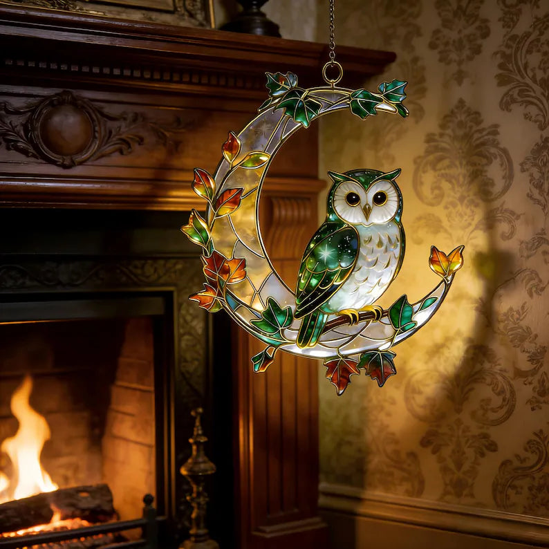Stained Glass Owl Suncatcher, Owl Moon Window Hanging, Forest Owl Decor, Nature Lover Gift, Owl Glass Ornament, Window Sun Catcher 19592c2a-2e58-4dfa-84da-d2ba6e3ccde8-gggggggggggggg-2-.webp