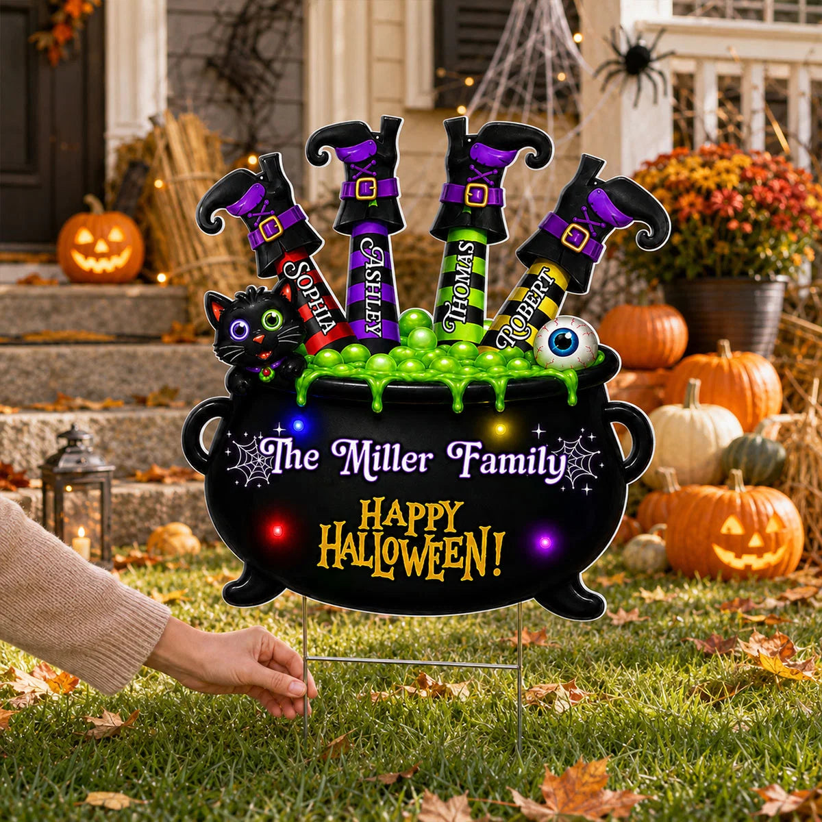 Personalized Halloween Yard Sign, Custom Family Name Witch Cauldron Outdoor Decor, Witch Legs Garden Stake, Halloween Lawn Decoration Gift 195e1991-19c3-443f-9649-7658585239a8-__web6.webp