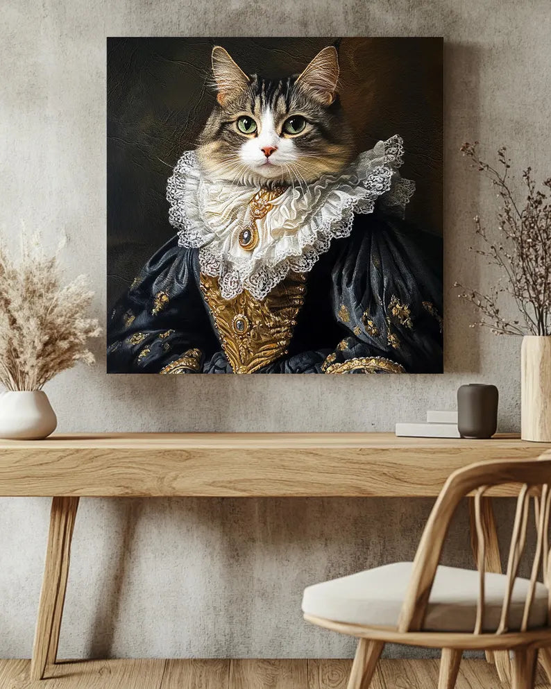 Custom Royal Cat Portrait, Renaissance Cat Painting, Pet Lovers Gift, Royal Pet Portrait, Pet Portrait gift, Animal Painting, Wall Decor 196c2db5-5eee-4038-916f-2685a58a4150-ghghghrty.webp