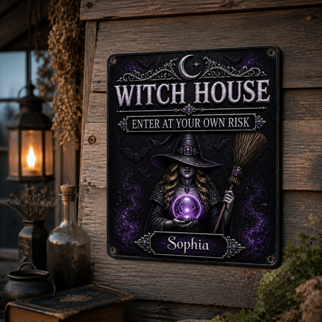 Witch House – Enter At Your Own Risk Personalized Metal Sign - Personalized Metal Sign 196fdce9-31a7-4e2f-b6bc-4fb43900c710.jpg