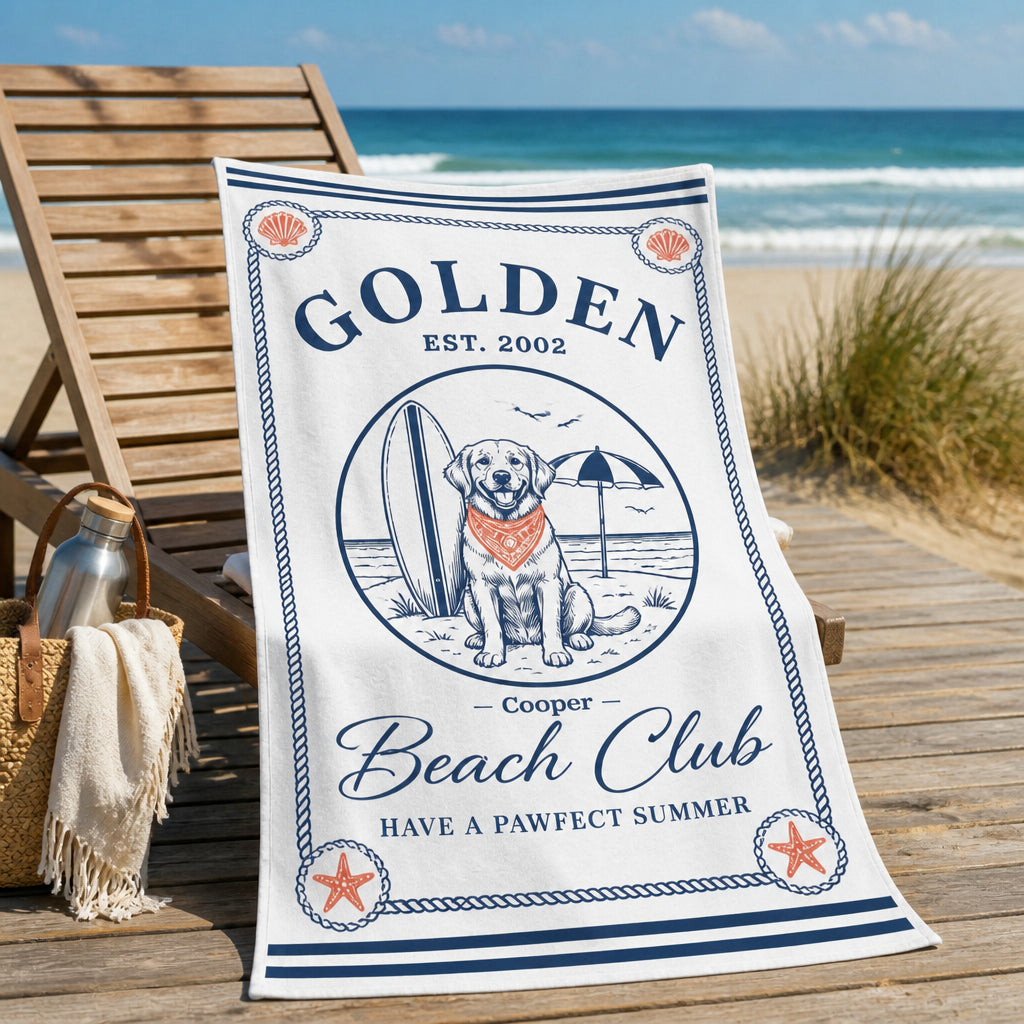 Golden Beach Club Personalized Dog Beach Towel - Personalized Beach Towel 19753e61-f3bb-45b5-8b86-f122bede1ad6.jpg