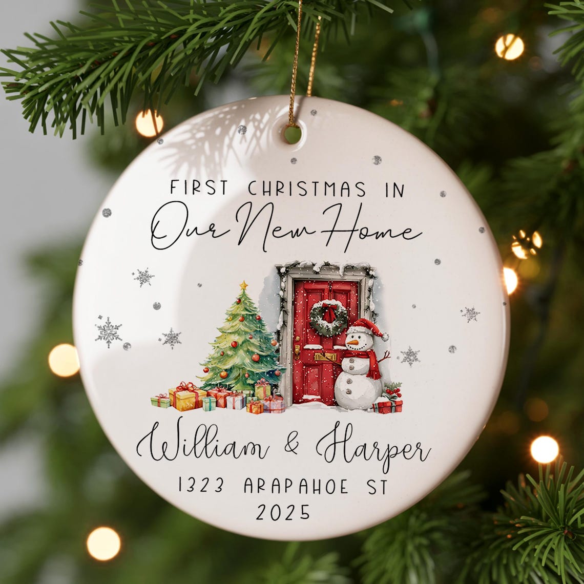 First Christmas In New Home Ornament, Custom Couple Name with Address Housewarming Keepsake 19810ce6-3487-4516-a3a9-a29aeea6e46f-3.jpg