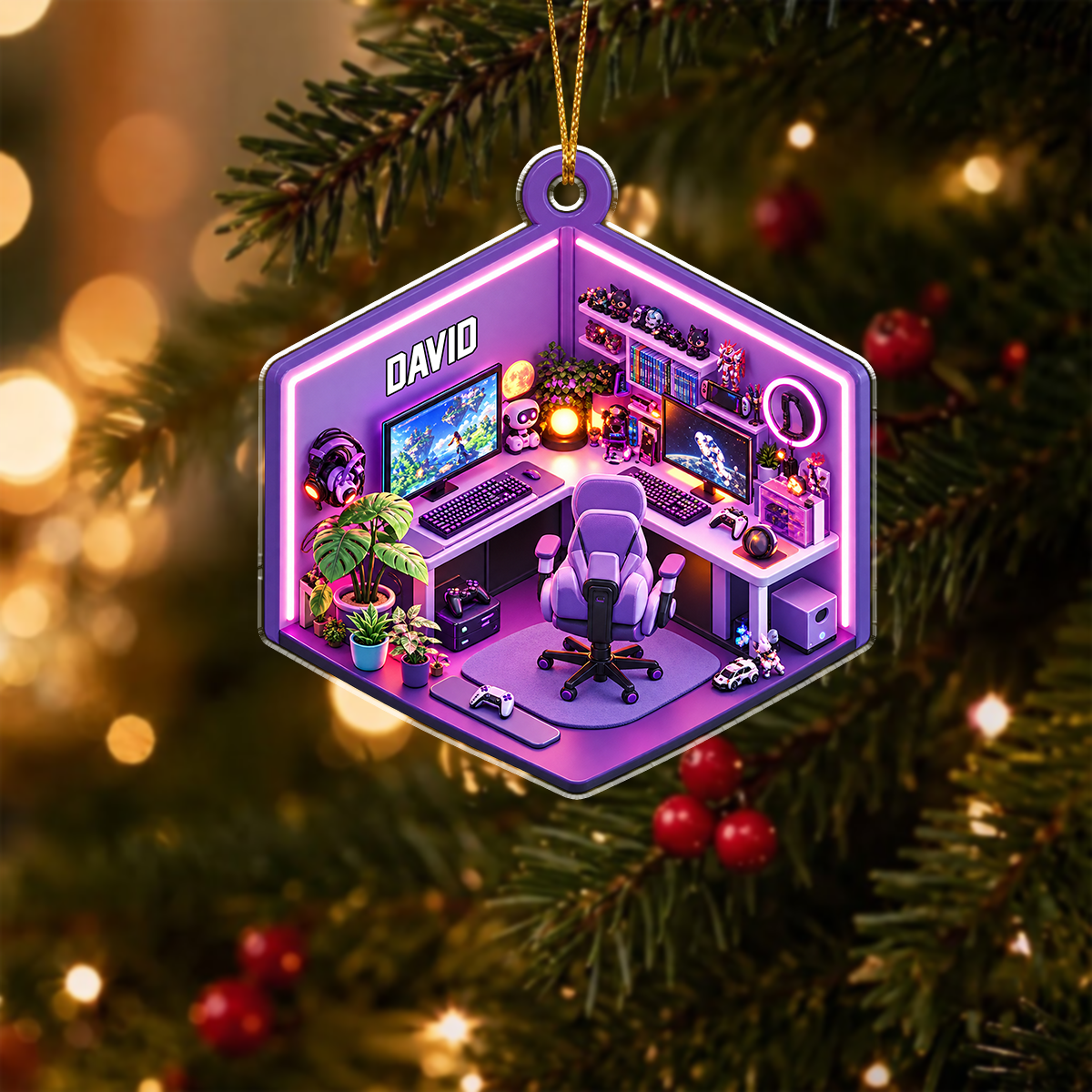Gaming Room Setup Decor - Custom Gamer Christmas Gift - Gamer Boy Ornament 19872bea-28ea-45bd-b35e-0ba05220af6f-2.png
