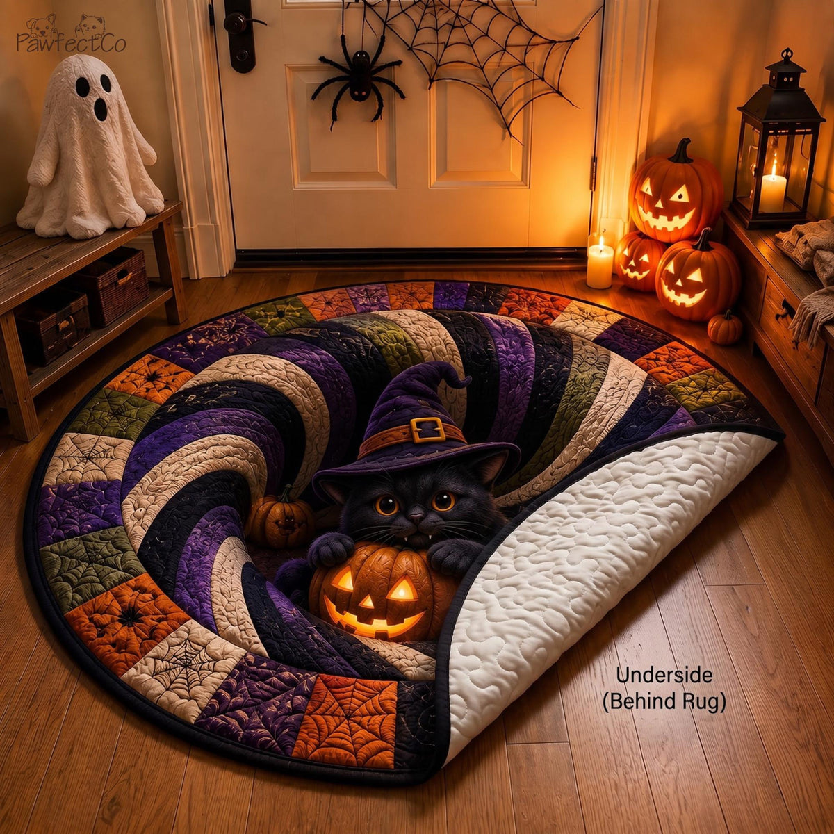 3D Halloween Black Cat Round Rug, Cute Witch Cat Optical Illusion Carpet, Spooky Pumpkin Quilted Floor Mat, Fall Decor Cat Lover Gift 19b936ce-3a0b-4fa8-a9aa-3441754a58c7-4.jpg