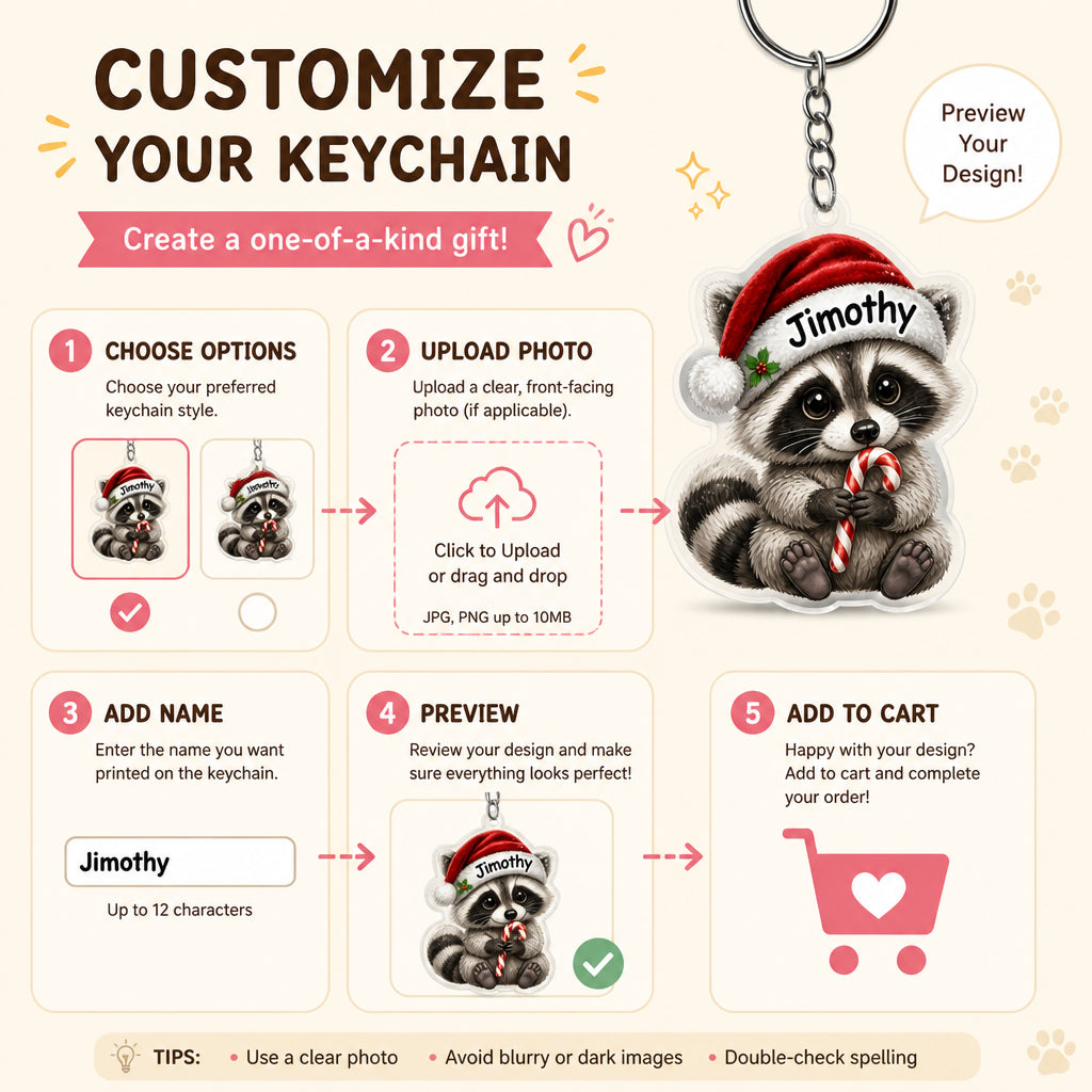 Personalized Raccoon Santa Hat Acrylic Keychain - Personalized Acrylic Keychain 19e777a1-76b9-40a1-b752-ec979eda0a2e.jpg