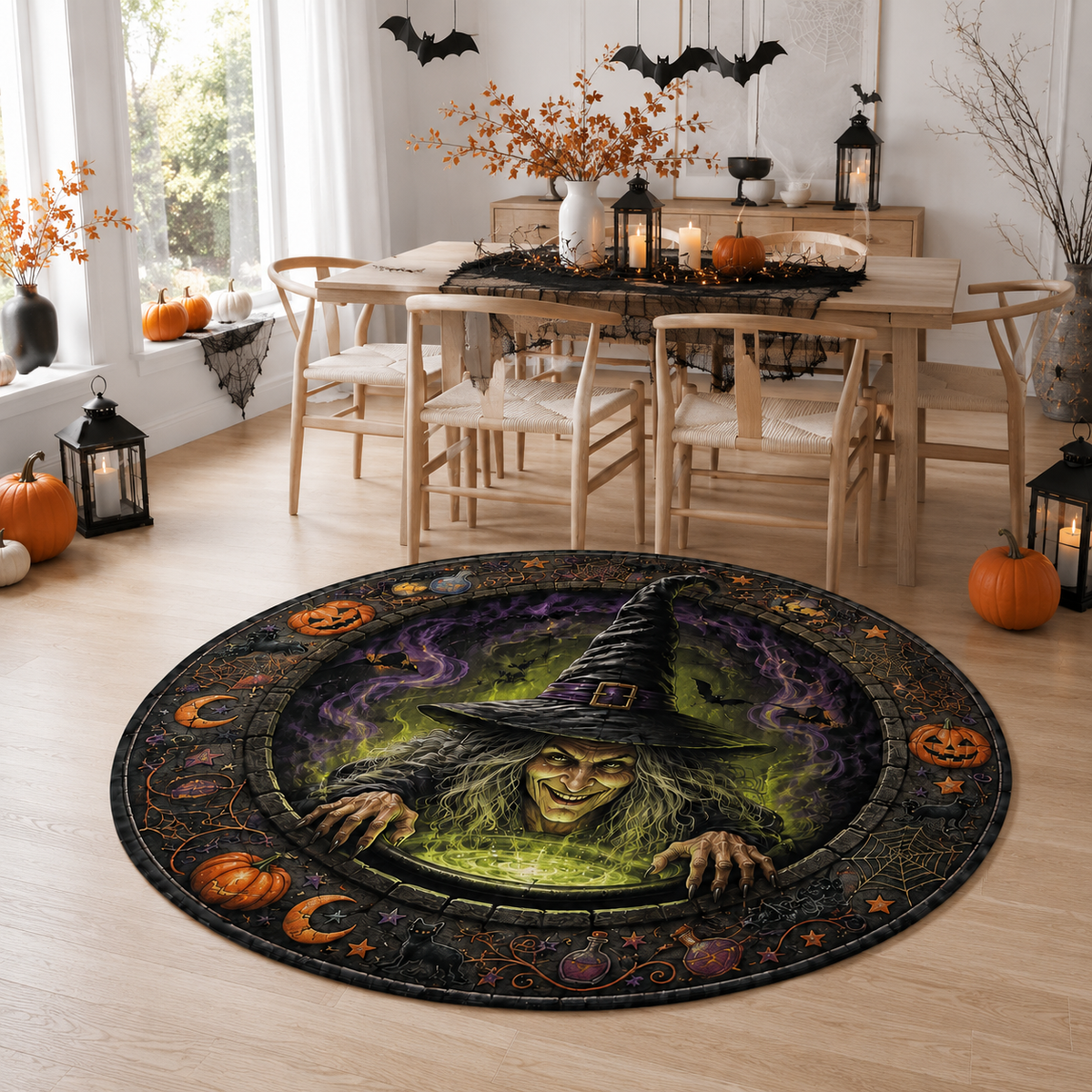Witch’s Cauldron Portal 3D Illusion Quilted Rug – Spooky Halloween Round Floor Mat With Pumpkins, Bats & Black Cats 19f98c06-bebc-47c4-89db-b441212e67f1-3.png