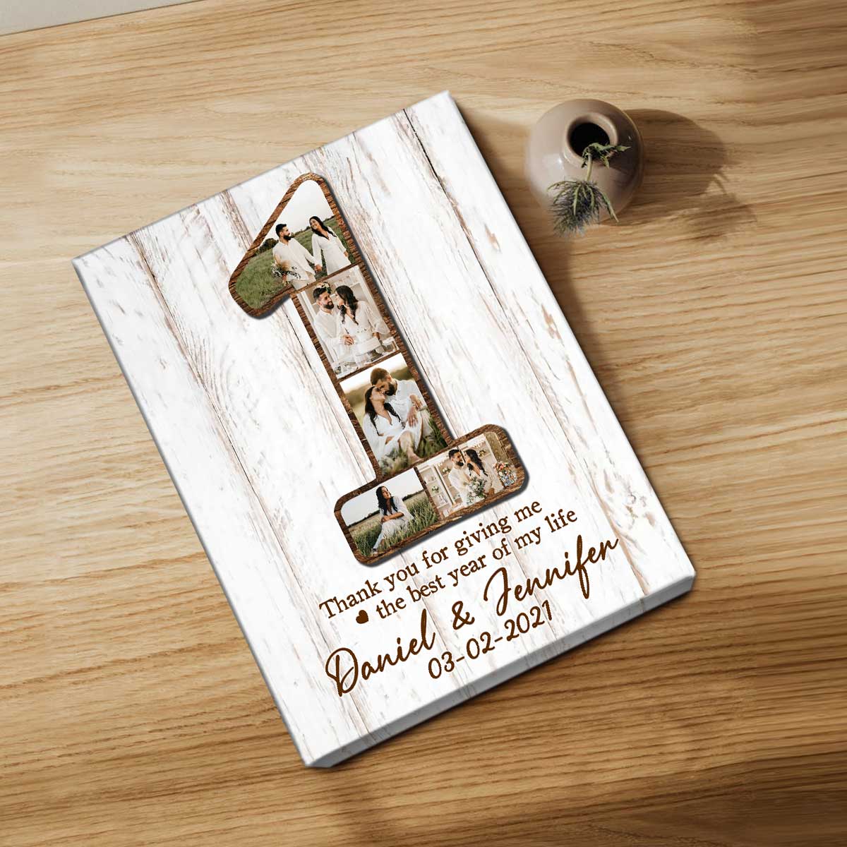1 Year Anniversary Photo Collage Canvas, 1st Anniversary Gifts, First Wedding Anniversary Gift for Him