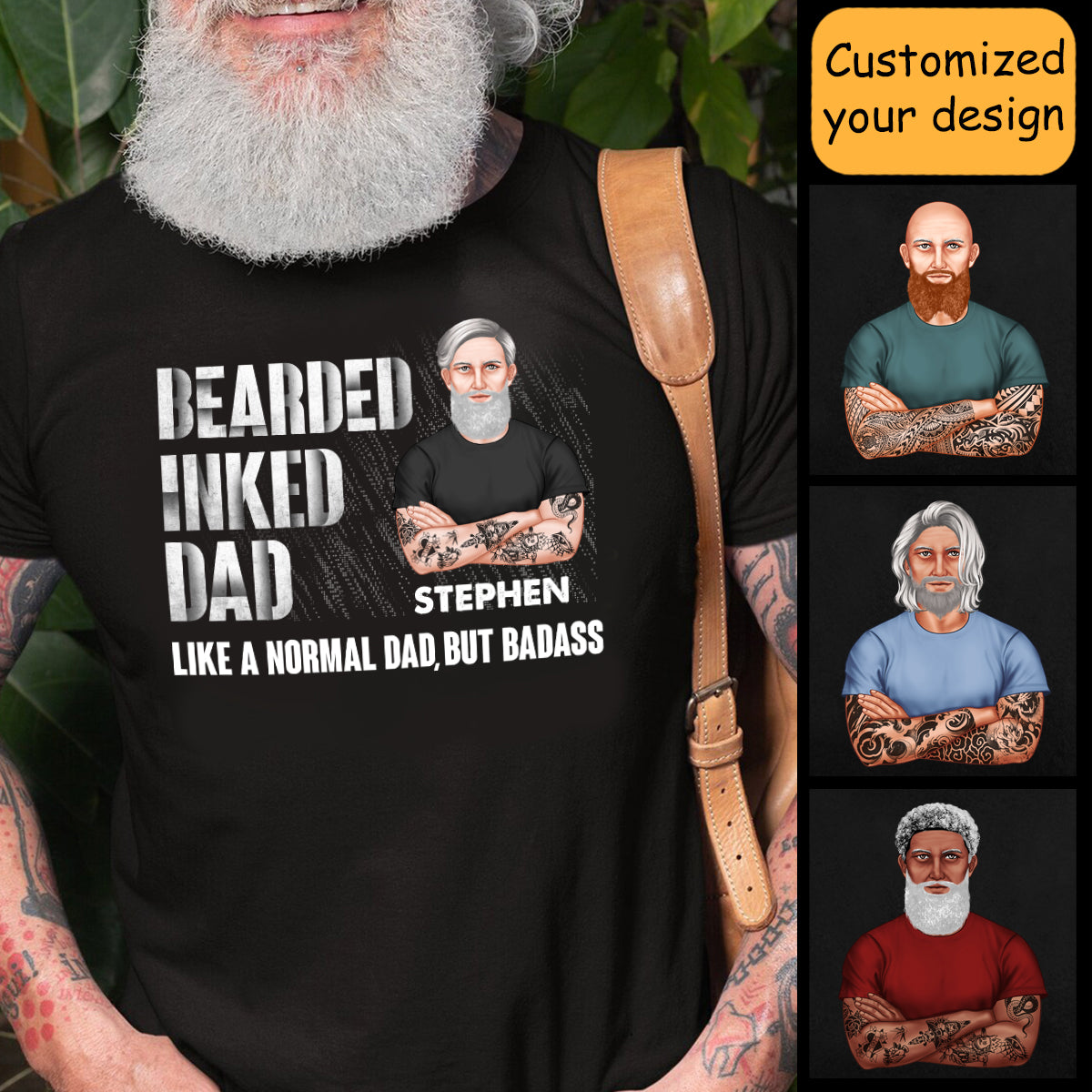 Bearded Inked Dad - Personalized Apparel - Gift For Father, Dad, Father's Day, Birthday Gift