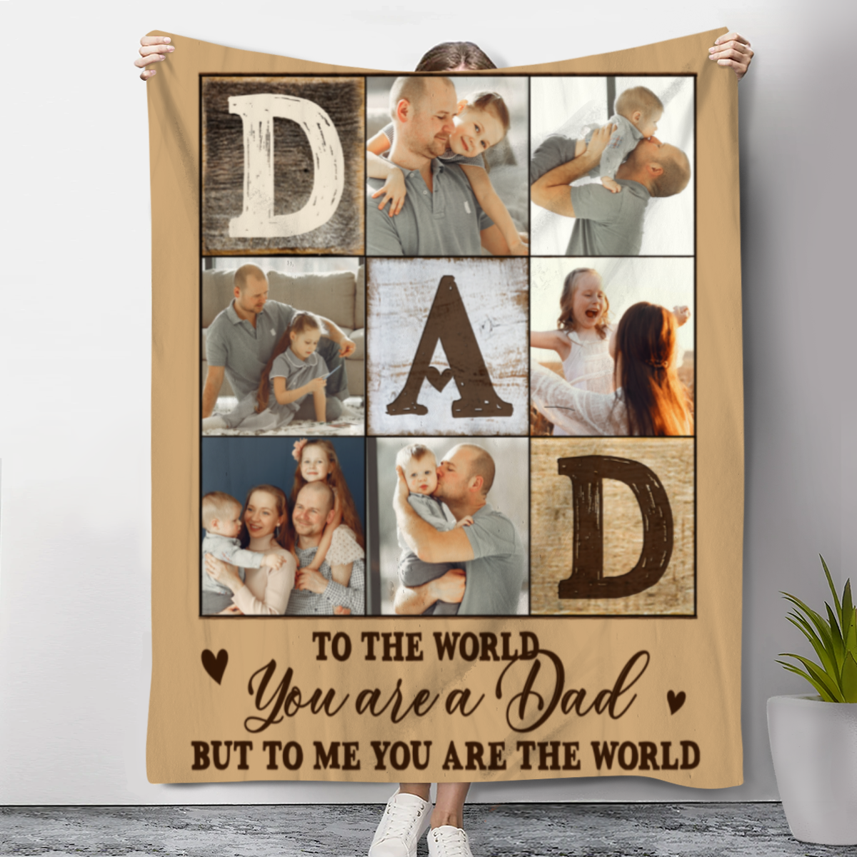 Father's Day Blanket, Personalized Dad Photo Collage Blanket, Father's Day Gifts Personalized, Dad Photo Blanket Gift, Birthday Gift For Dad