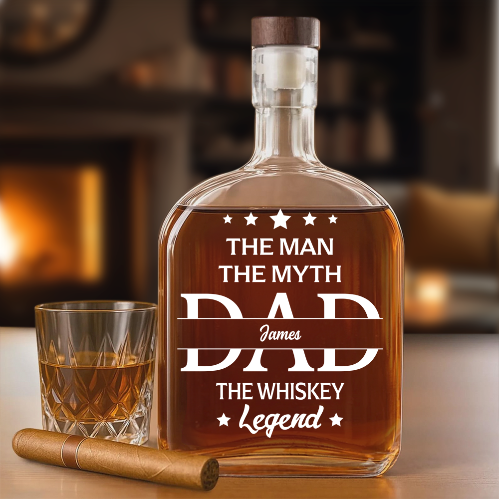 Dad The Man The Myth The Legend - Personalized Whiskey Bottle - Gift For Dad, Papa, Father's Day