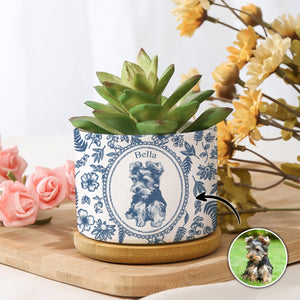Pet Portrait Memorial, Dog Remembrance Gift - Personalized Plant Pot for Pet Lovers