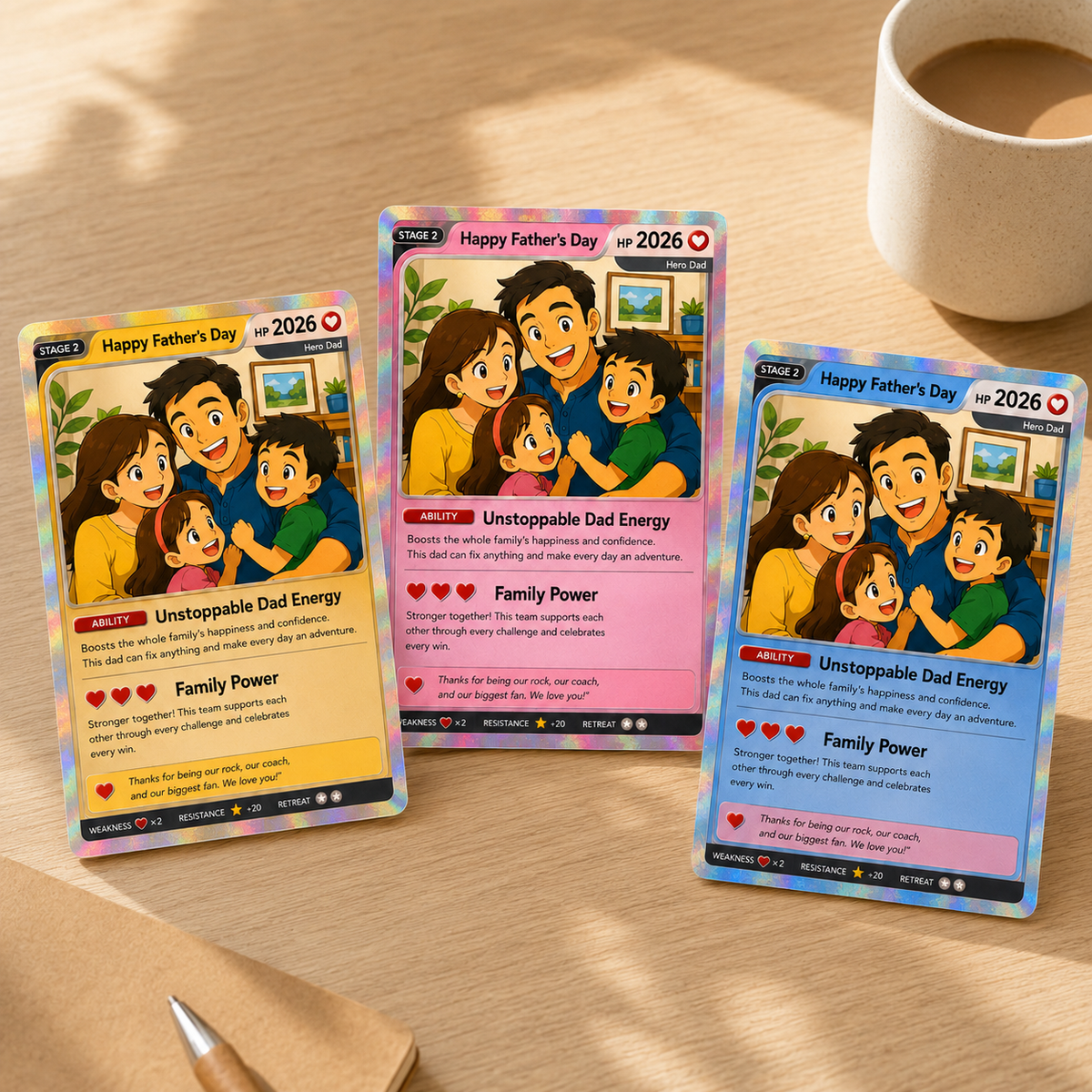Happy Father's Day Anime Trading Card Personalized Gift for Dad, Custom Anime Fan Gift Card for Father s Day, Unique Dad Collectible Keepsake