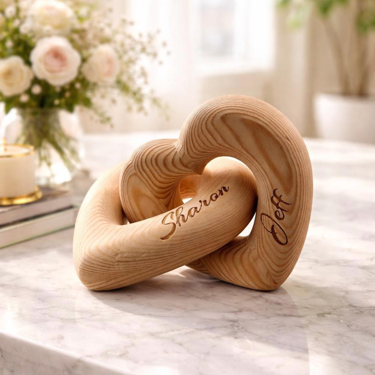 Valentine's Day Gift with Custom Names, Personalized Infinity Heart Sculpture, Romantic Couple Keepsake, Anniversary Present for Him Her