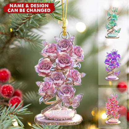 Mom Grandma's Flowers Garden - Personalized Acrylic Ornament - Christmas Gift For Mom, Grandma