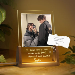 Personalized Photo Actual Handwriting Night Light, Valentine Gift for Her, Birthday Gifts, Couple Memorial Lamp, Handwriting Message for Him