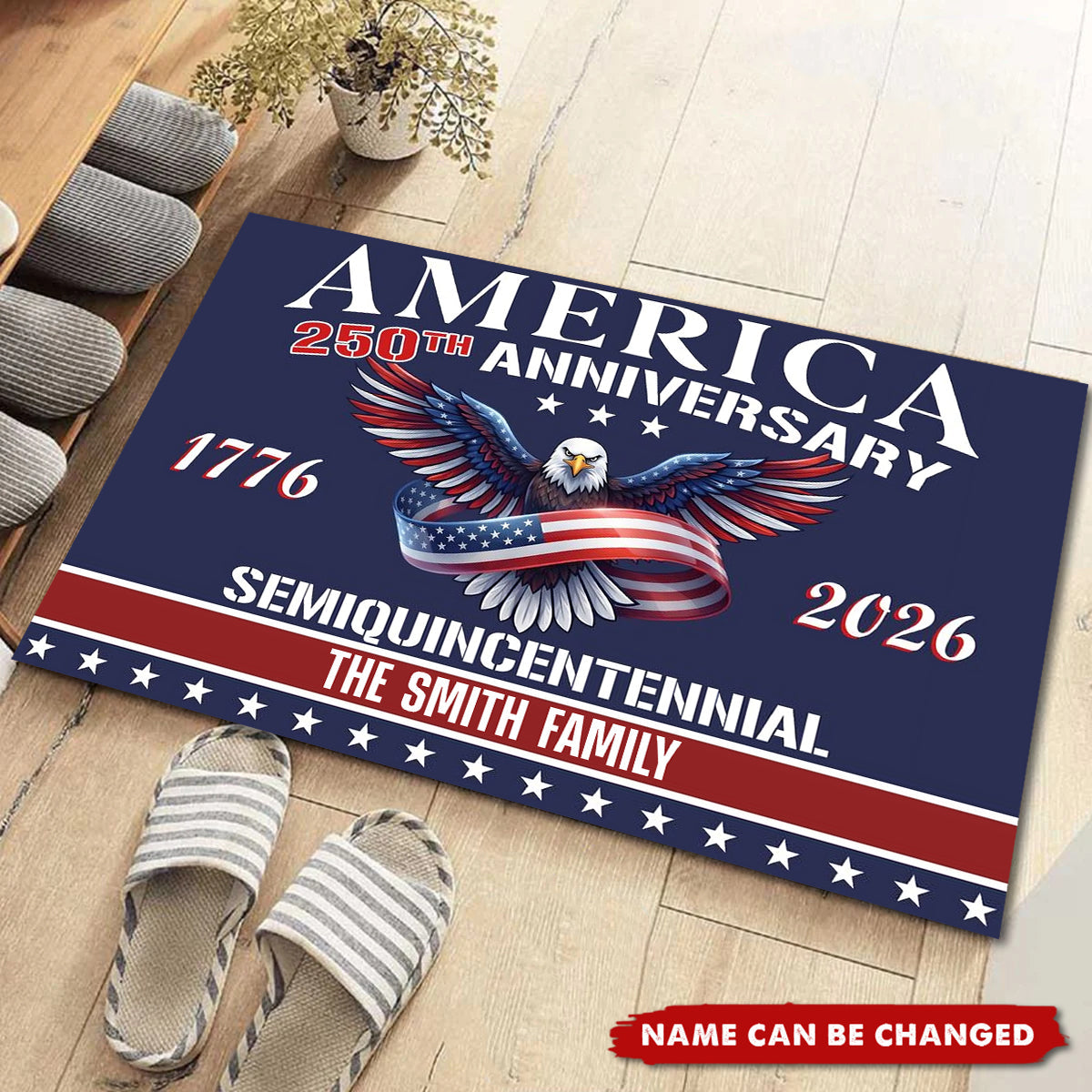 America Anniversary - Personalized Doormat - Freedom Anniversary Gift