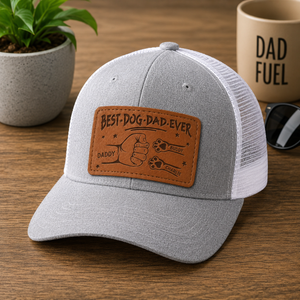 Best Dog Dad Cat Dad Ever - Personalized Leather Label Net Hat - Gift For Father, Gift For Papa, Father's Day Gift