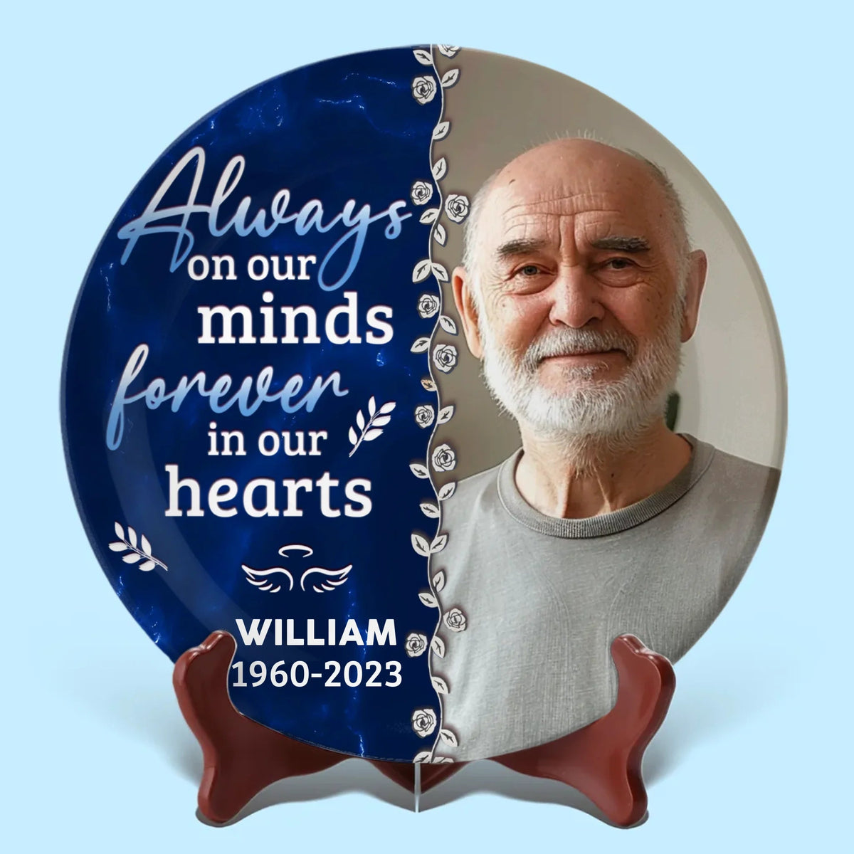 Always On Our Minds Forever In Our Hearts - Personalized Ceramic Plate - Memorial Gift, Sympathy Gift For Family Members