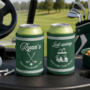 Golf Bachelor Party Can Cooler Custom Name Last Swing Before The Ring Drink Holder Groomsmen Gift Funny Beer Sleeve Golf Weekend Party Favor