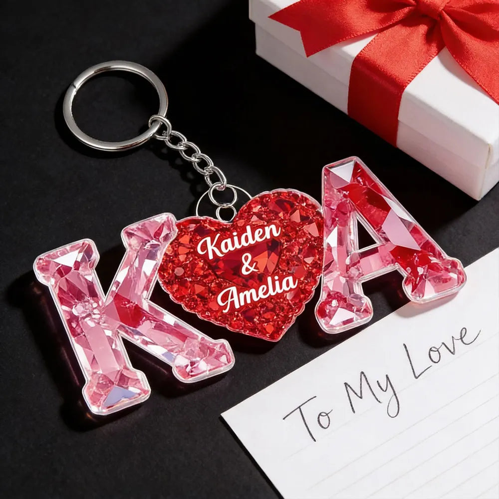 Couple Love Initial - Personalized Acrylic Keychain - Heartfelt Anniversary, Valentine's Day Gift For Couple
