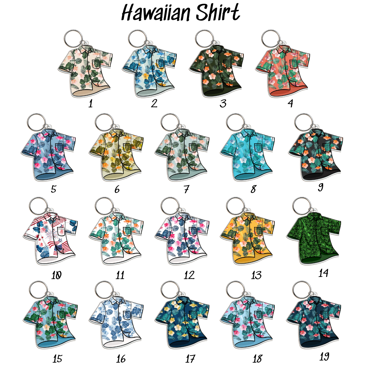 Hawaiian Shirt Papa & Surfboard - Personalized Acrylic Tag Keychain - Gift For Father, Grandfather, Father's Day, Birthday Gift, Summer Beach Vibes