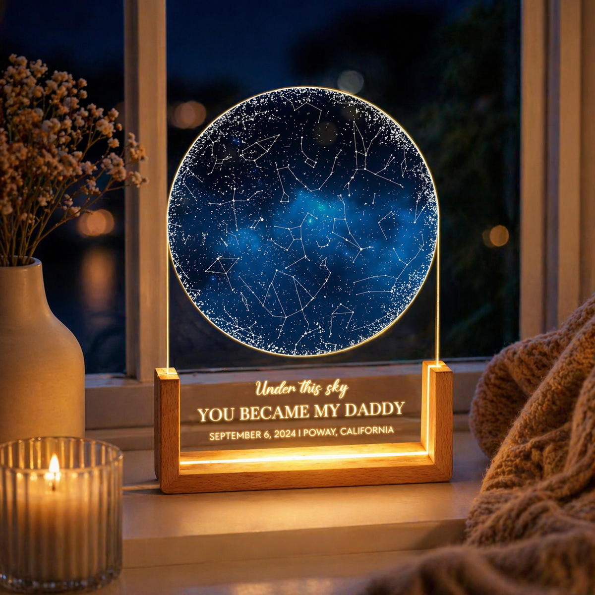Custom Star Map by Date, Fathers Day Gift, Night Sky Night Light, Gift for Daddy, Gift for Dad From Daughter Son, The Day You Became My Dad